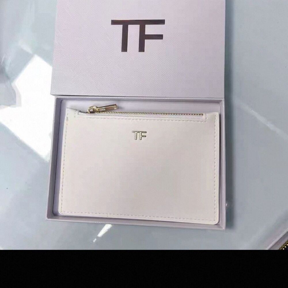 Tom Ford Black Vegan Leather Zipper Wallet Pouch Card Holder BNIB Authentic